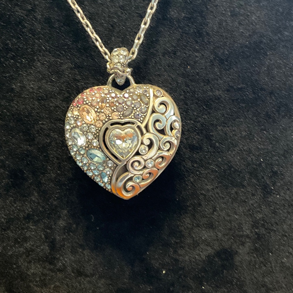 Brighton “Ecstatic Heart Pink & Blue Crystal Heart” long  Necklace